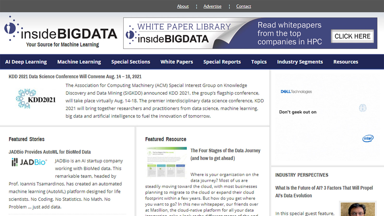 JADBio on insideBIGDATA.com machine learning portal